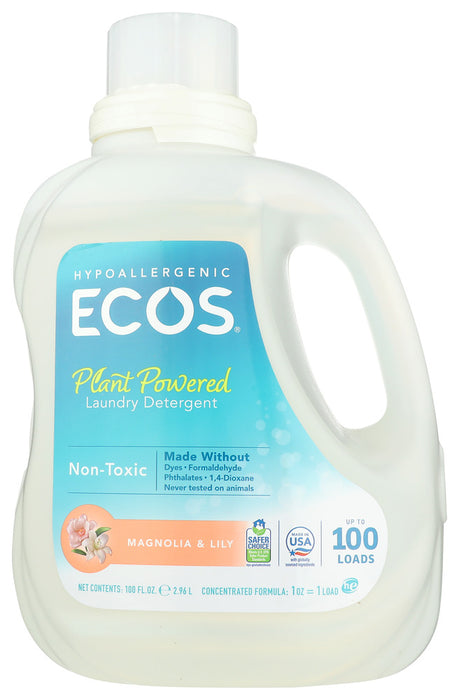 EARTH FRIENDLY: Ecos 2x Ultra Liquid Laundry Detergent Magnolia and Lily, 100 oz