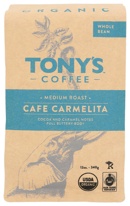 TONYS COFFEE: Cafe Carmelita Medium Roast Whole Bean Coffee, 12 oz