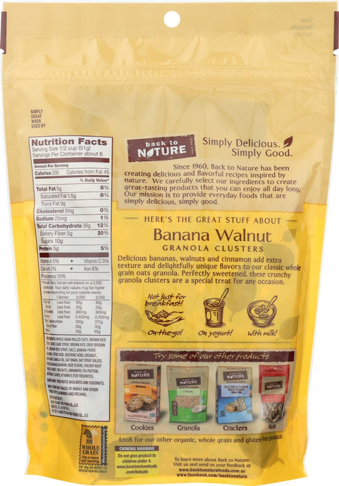 BACK TO NATURE: Banana Walnut Granola Clusters, 11 oz