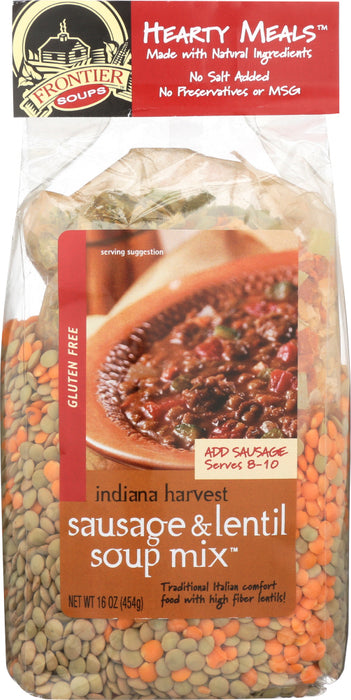 FRONTIER SOUP: Indiana Harvest Sausage Lentil Soup. 16 oz - No Brand For Less 