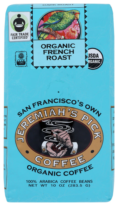 JEREMIAHS PICK COFFEE: Coffee Whole Bean French Roast Organic, 10 oz