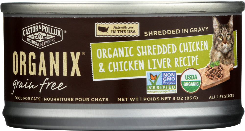 CASTOR & POLLUX: Cat Food Can Organic Chicken Liver Shredded, 3 oz