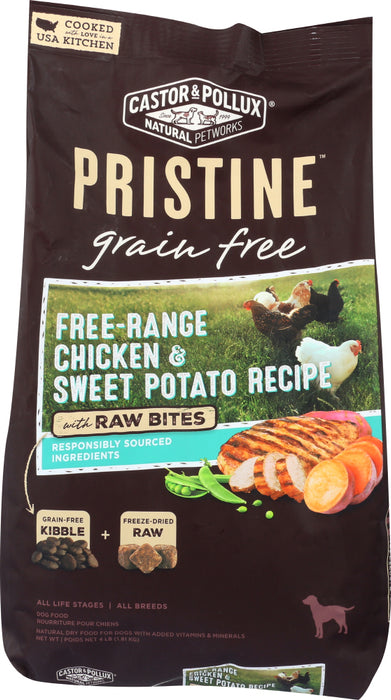 CASTOR & POLLUX: Pristine Grain Free Free Range Chicken & Sweet Potato Recipe With Raw Bites, 4 lb