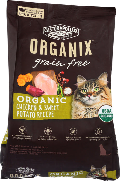 CASTOR & POLLUX: Cat Food Dry Organic Grain Free Chicken Sweet Potato, 3 lb