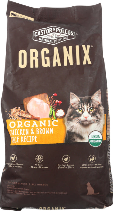 CASTOR & POLLUX: Cat Food Dry Organic Chicken Brown Rice, 6 lb