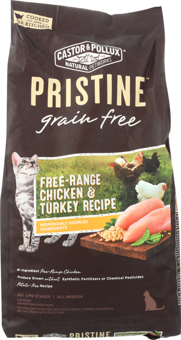 CASTOR & POLLUX: Cat Food Dry Pristine Grain Free Chicken Turkey, 6 lb