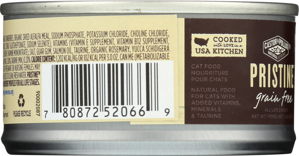 CASTOR & POLLUX: Cat Food Pristine Grain Free Salmon, 3 oz