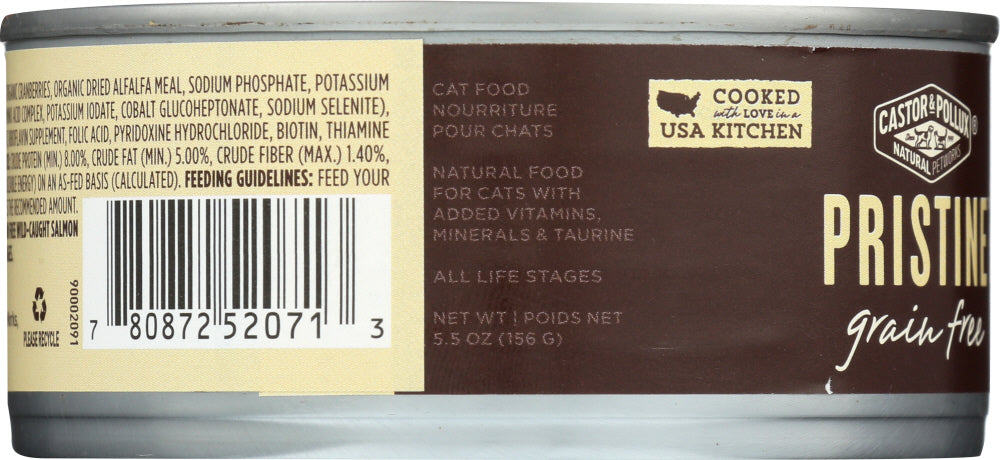 CASTOR & POLLUX: Cat Food Can Pristine Grain Free Salmon, 5.5 oz