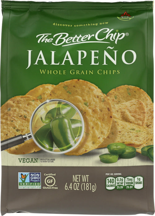 THE BETTER CHIP: Jalapeno Whole Grain Chips, 6.4 oz
