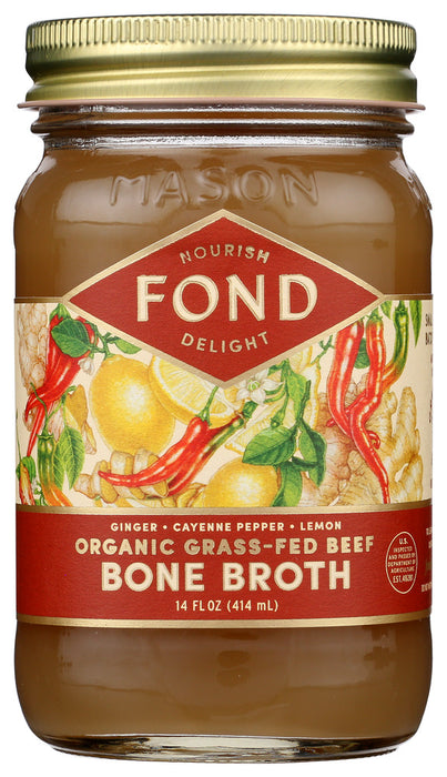 FOND BONE BROTH: Beef Bone Broth Ginger Cayenne, 14 fo