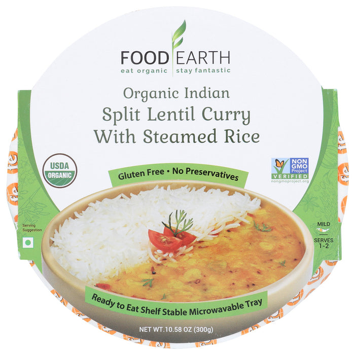 FOOD EARTH: Entree Lentil Curry Rice, 10.58 oz
