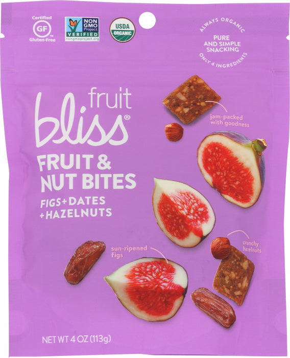 FRUIT BLISS: Fruit & Nut Bites Figs Dates Hazelnuts Snacks, 4 oz