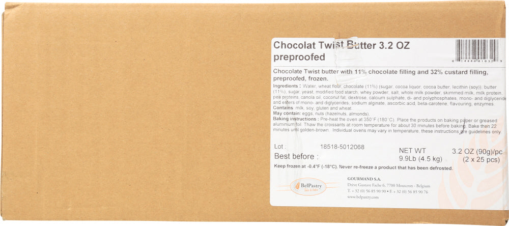 BELPASTRY INC: Chocolate Custard Twist 50 pc, 9.9 lb