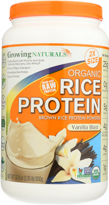 GROWING NATURALS: Organic Rice Protein Vanilla Blast, 32.8 oz