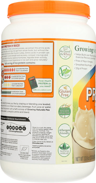 GROWING NATURALS: Organic Rice Protein Vanilla Blast, 32.8 oz