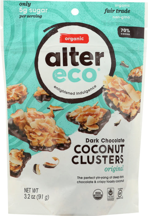 ALTER ECO: Chocolate Dark Coconut Clusters, 3.2 oz