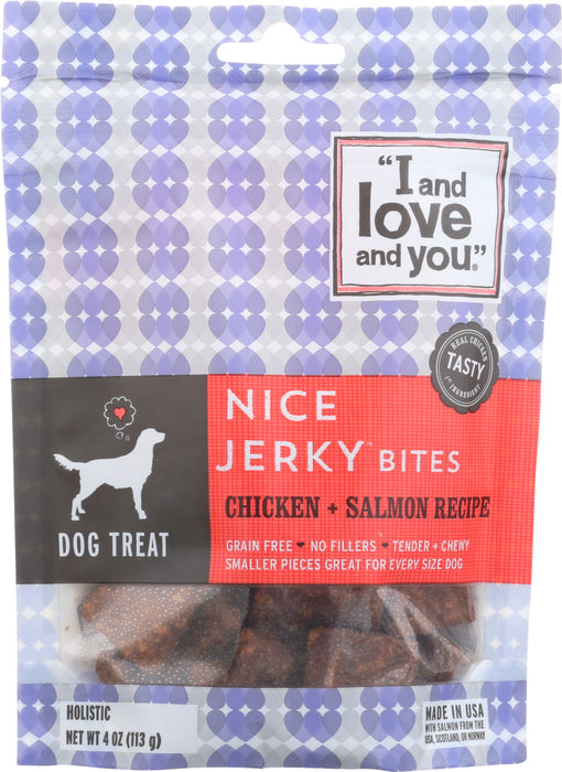 I&LOVE&YOU: Nice Jerky Bites Dog Treats Chicken and Salmon, 4 oz