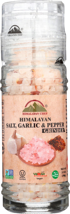 HIMALAYAN CHEF: Grinder Salt Himalayan Garlic Pepper, 3.53 oz