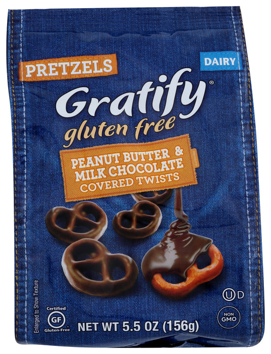 GRATIFY: Pretzel Twist Peanut Butter and Chocolate, 5.5 oz - No Brand For Less 