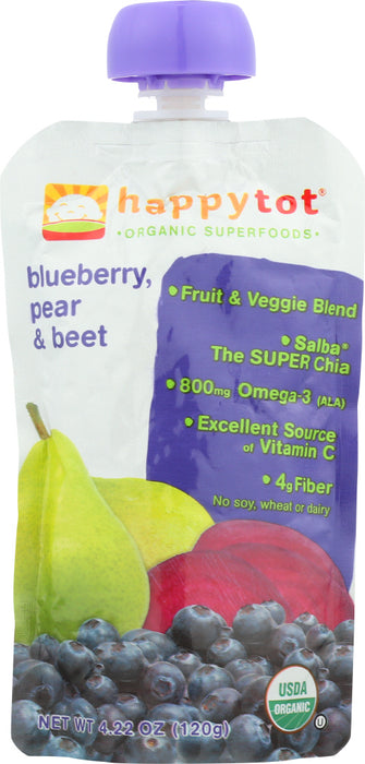 HAPPY BABY: Superfoods Pears, Blueberries & Beets, 4.22 oz - No Brand For Less 