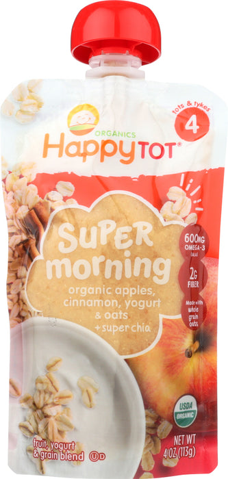 HAPPY TOT: Super Morning Meals Apples Cinnamon Yogurt and Oats, 4 oz