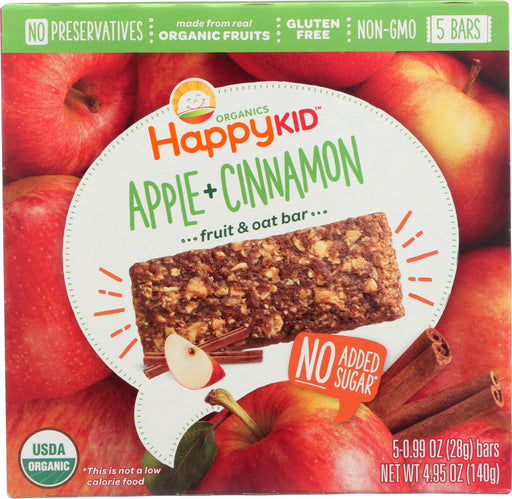 HAPPY KID: Bar Oat Apple & Cinnamon, 4.95 oz - No Brand For Less 