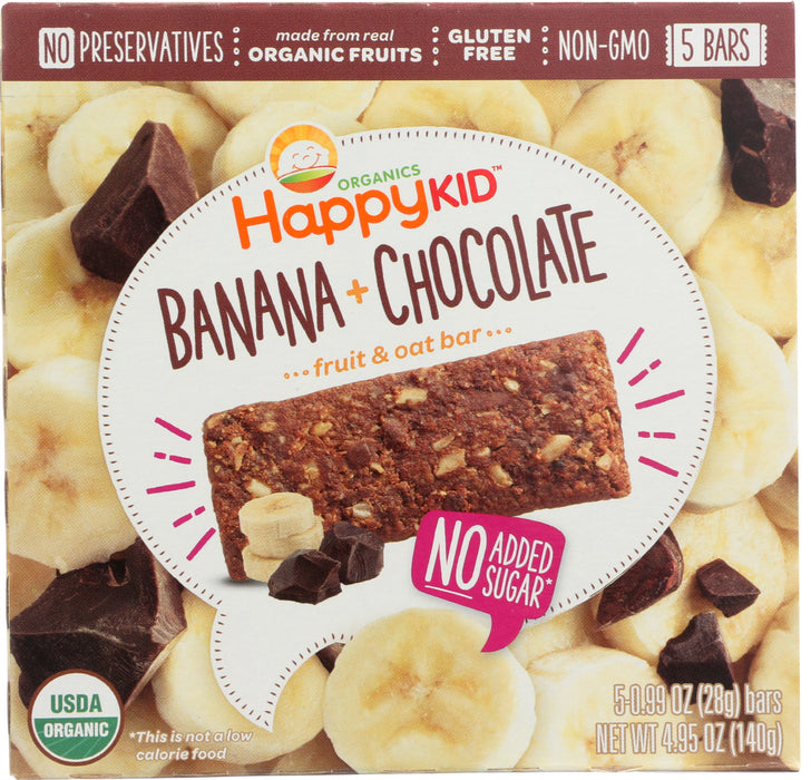 HAPPY KID: Bar Fruit Banana Chocolate, 4.95 oz - No Brand For Less 