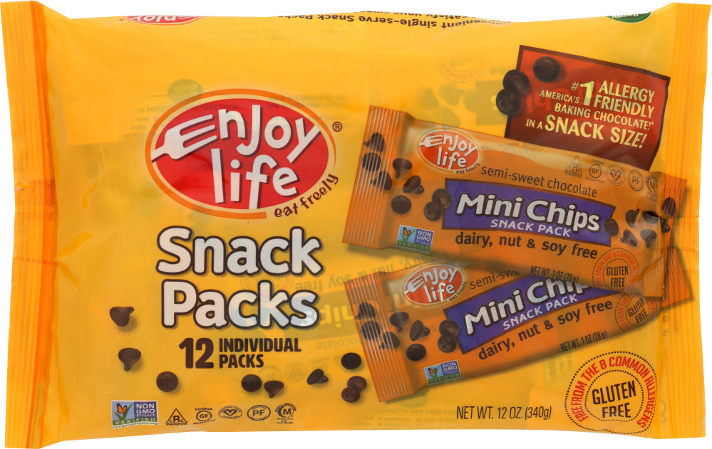 ENJOY LIFE: Chocolate Chip Semi Sweet Snack Pack, 12 oz