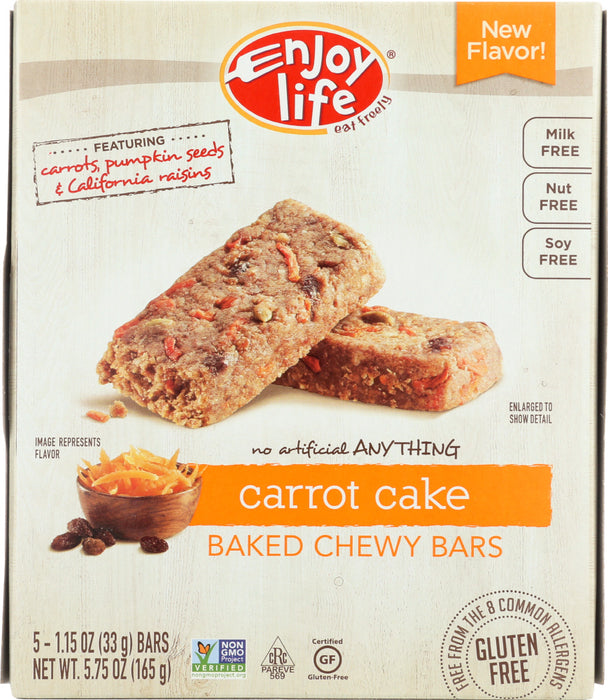 ENJOY LIFE:  Bar Snack Gluten Free Carrot Cake, 5.75 oz - No Brand For Less 