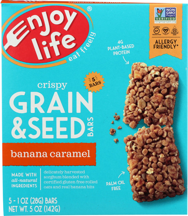 ENJOY LIFE: Bar Grain and Seed Banana Caramel, 5 oz - No Brand For Less 