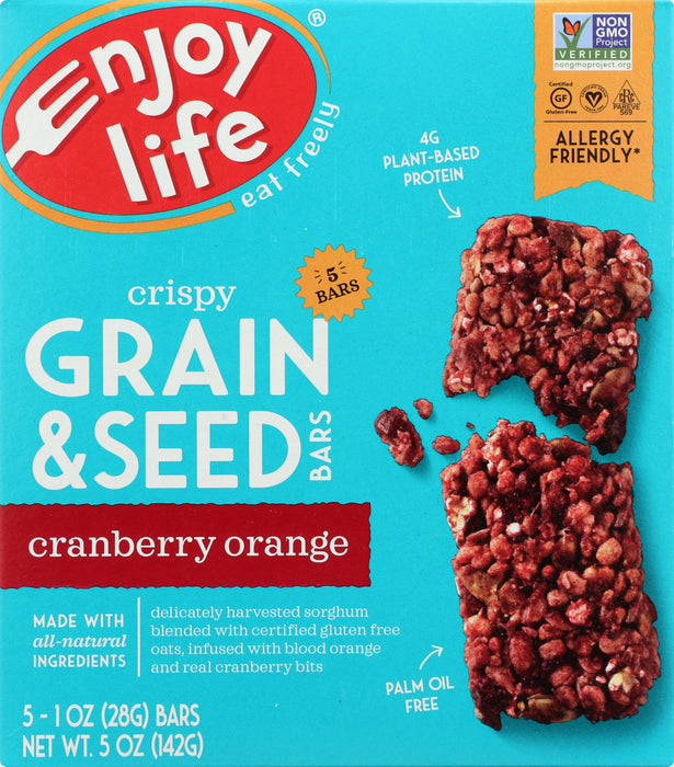 ENJOY LIFE: Bar Grain and Seed Cranberry Orange, 5 oz