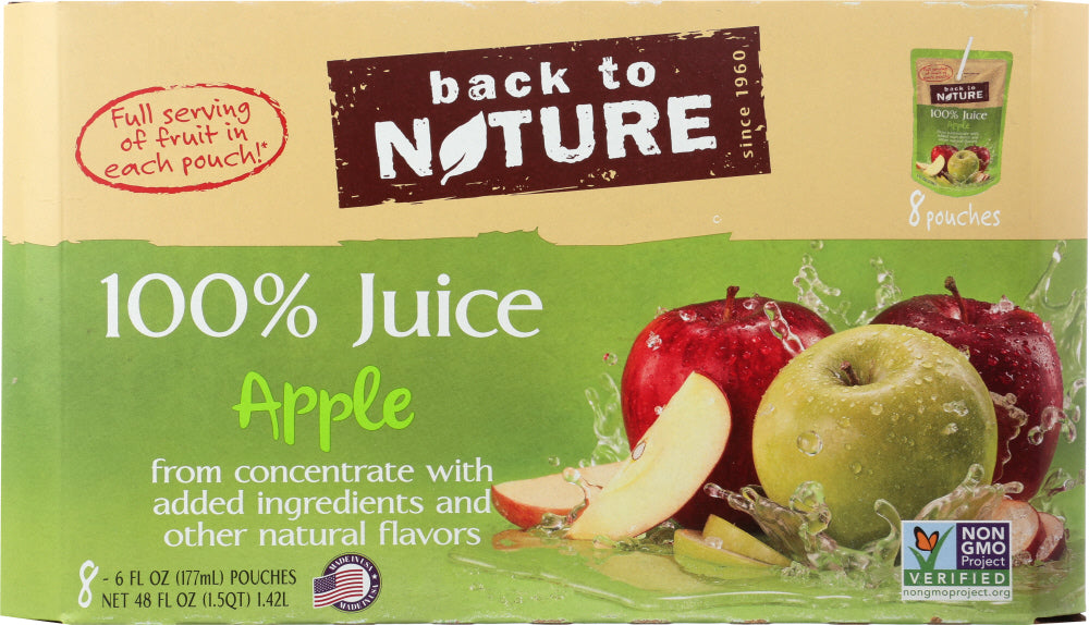 BACK TO NATURE: Apple Juice All Natural 8 Pack, 48 oz