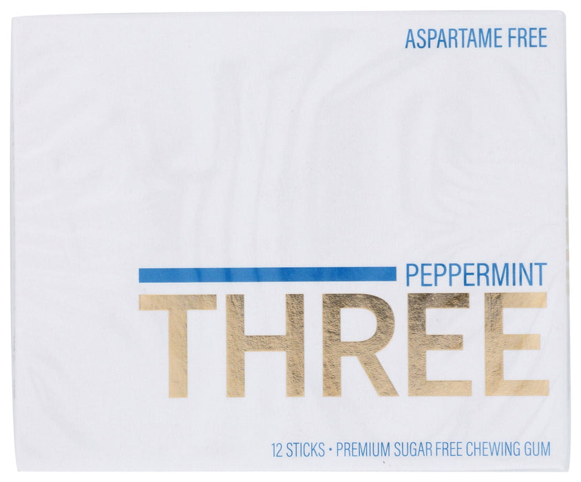 PUR: Three Peppermint Gum, 12 pc