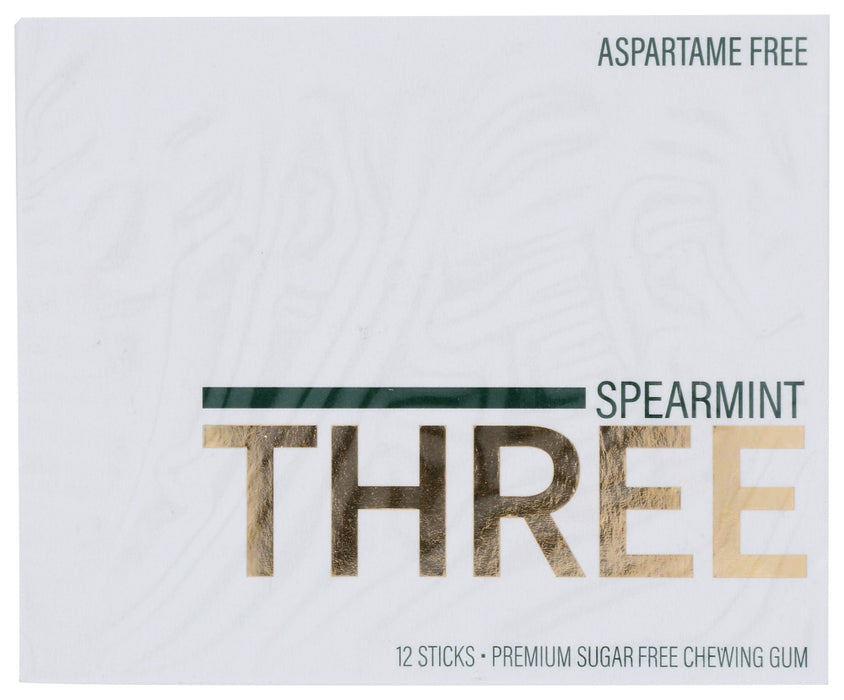 PUR: Three Spearmint Gum, 12 pc