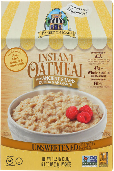 BAKERY ON MAIN: Traditional Flavor Instant Oatmeal Unsweetened 6 Count, 10.5 oz