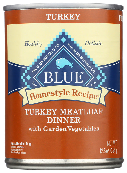BLUE BUFFALO: Homestyle Recipe Adult Dog Food Turkey Meatloaf Dinner with Garden Vegetables, 12.50 oz