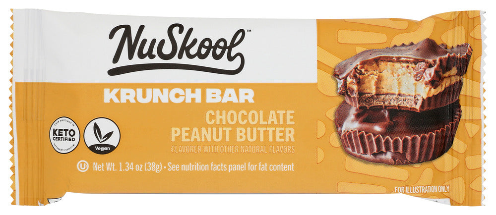 NUSKOOL: Chocolate Peanut Butter Krunch Bar, 1.34 oz