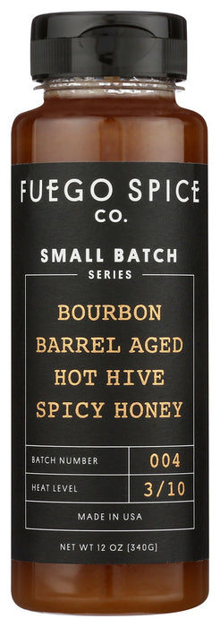 FUEGO SPICE CO: Bourbon Barrel Aged Hot Hive Spicy Honey, 12 fo