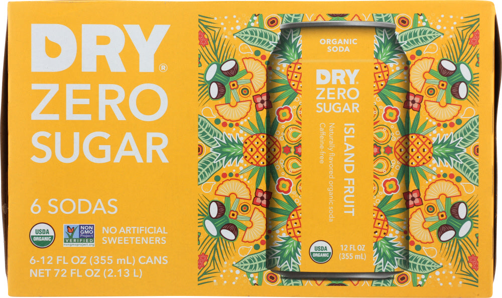 DRY SODA: Zero Sugar Soda Island Fruit 6-12 fl oz, 72 fl oz