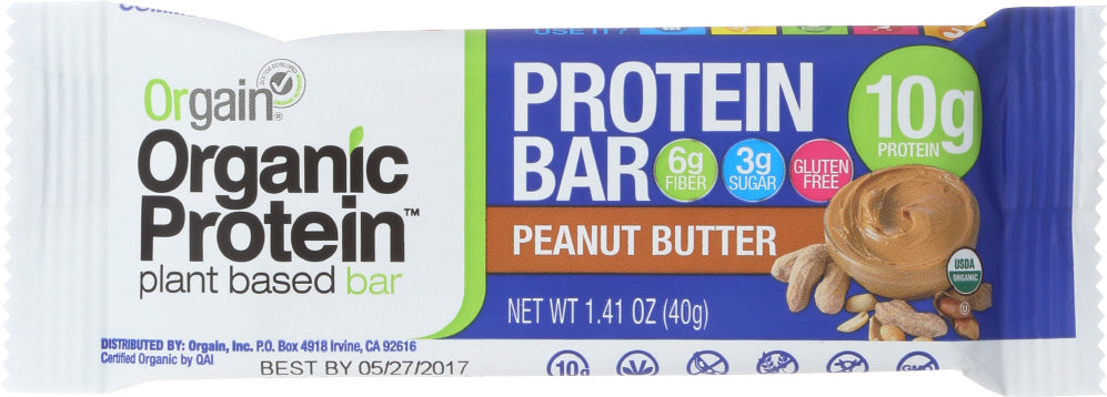ORGAIN: Bar Protein Peanut Butter Organic, 1.4 oz