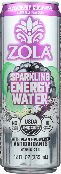 ZOLA: Sparkling Energy Water Blackberry Cucumber, 12 fl oz