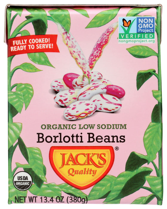 JACKS QUALITY: Organic Low Sodium Borlotti Beans, 13.4 oz