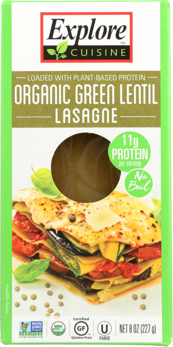 EXPLORE CUISINE: Green Lentil Lasagna Pasta, 8 oz