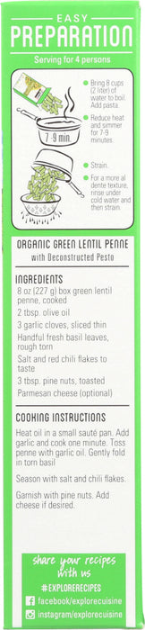 EXPLORE CUISINE: Pasta Green Lentil Penne, 8 oz
