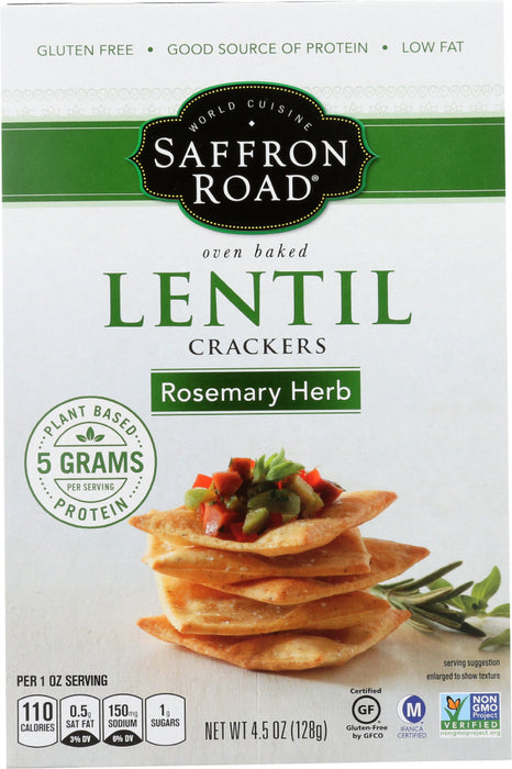 SAFFRON ROAD: Cracker Lentil Rosemary Herb, 4.5 oz