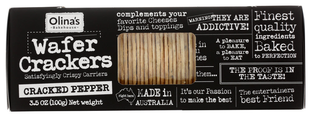 OLINAS BAKEHOUSE: Cracked Pepper Wafer Crackers, 3.5 oz