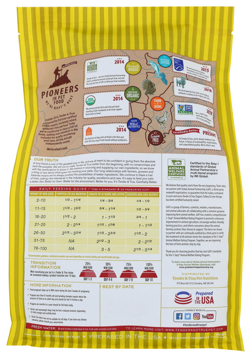 TENDER AND TRUE: Organic Turkey and Liver Dry Dog Food, 4 lb
