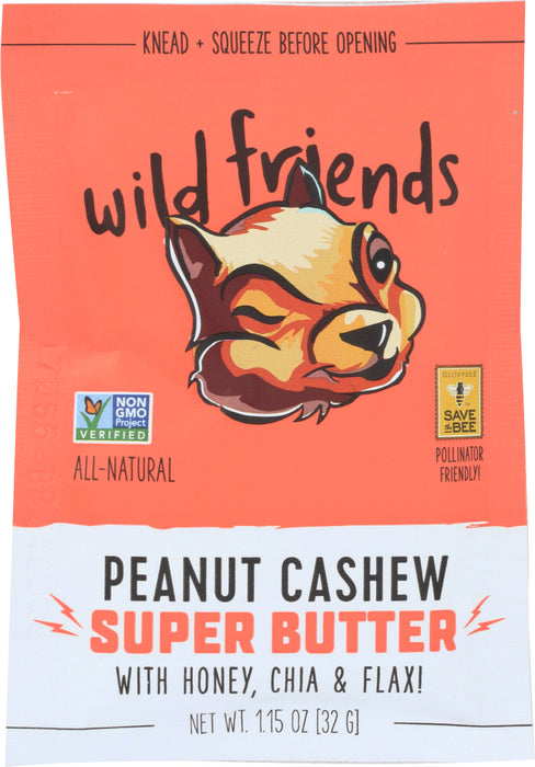 WILD FRIENDS: Peanut Cashew Super Butter Single Serve Packet, 1.15 oz