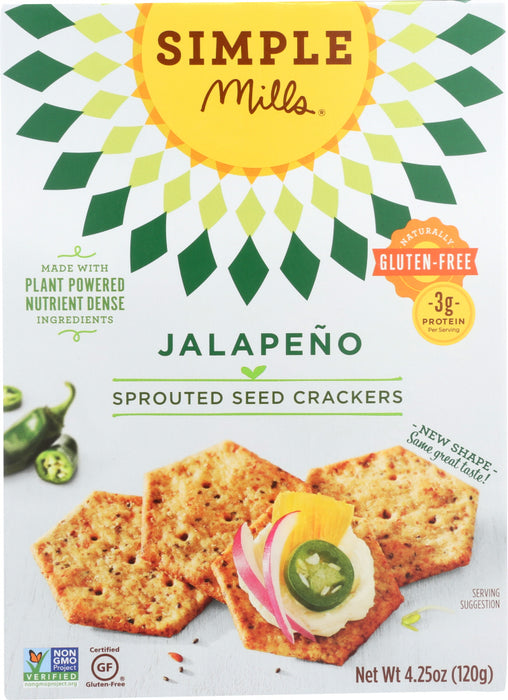 SIMPLE MILLS: Crackers Jalapeno Sprouted Seed, 4.25 oz