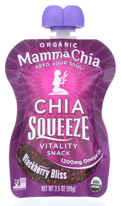 MAMMA CHIA: Organic Chia Squeeze Vitality Snack Blackberry Bliss, 3.5 oz
